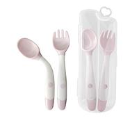 Tomedeks 2pcs Cucchiaio E Forchetta Da Addestramento Per L'alimentazione Del Bambino, Cucchiaio Di Apprendimento Flessibile Resistente Al Calore E Facile Da Impugnare (pink)