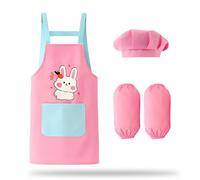 Tomedeks 3 Pezzi Grembiule Cucina Bambina Bambino Ragazzo, Cappello Chef Bambino, Coprimaniche, Grembiule Pittura Cuoco Bambini Grembiuli Asilo Divertenti (dai 4 ai 8 anni)