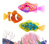 Tomedeks 3 Pezzi Robofish Con luce del Sensore,Elettronica Pesce Robo Fish Serie,Giocattoli Piscina,Adatto per Bambini e Animali Domestici (Giallo + Rosso + Arancione)