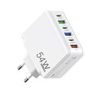 Tomedeks Caricatore USB C,6 Porte Multipresa da Muro PD20W+QC3.0 Carica Rapida Caricabatterie,USB Multipla Ricarica Veloce Caricabatterie per iPhone,Samsung,Xiaomi,Huawei(Aggiornato,Bianco
