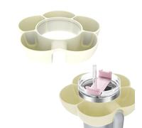 Tomedeks Ciotola in silicone riutilizzabile per snack Stanley Cup da 1180 ml, 5 scomparti in silicone, vassoio per caramelle e popcorn, adatta per cinema in auto (crema)