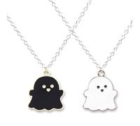 Tomedeks Collana in bianco e nero con fantasma di Halloween, Anhänger di Halloween, collane per coppie, collane carine, regali di Halloween, collane doppie per coppie, ciondolo versatile per genitori