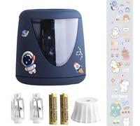 Tomedeks Elektrischer Bleistiftspitzer Astronaut Design, Batteriebetrieben, 60×85mm, mit 2 Ersatzklingen, Sticker-Set und Anspitzhilfe - sicher, tragbar, für Kinder, Schule & Büro
