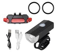 Tomedeks Kit illuminazione bicicletta - Luce anteriore + luce posteriore bicicletta da corsa,Nuovo impermeabile con cavo dati USB,Adatto per mountain bike, biciclette, accessori,Stile 3