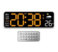 Tomedeks Orologio da Parete Digitale,12" Grande Orologio Digitale Con Telecomando,Multifunzionale Orologio da Parete da Può Testare le Previsioni Meteorologiche Sull'umidità(Arancione)