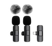 Tomedeks Tomdesk Microfono Bluetooth wireless per iPhone, iPad, IOS, microfono per la registrazione video - 2 Pack Mic Registrazione cristallina con USB-C per Podcast, ASMR, TikTok