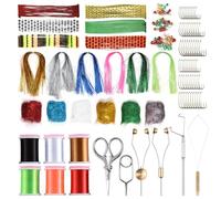 Tomedny Kit per Legare Mosche, 150 Pezzi Strumento per Legare Mosche Accessori per Esche da Pesca Kit per Iniziare la Pesca con Borsa per Il Trasporto per Trota spigola Jig Streamer Fai