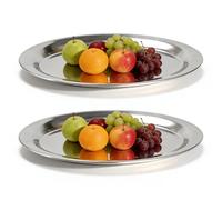 Tomedny Piatti in acciaio inossidabile da 2 pezzi, piatti piani ovali piatto da insalata da campeggio piatto da portata riutilizzabile piccolo vassoio da portata per snack caramelle alle