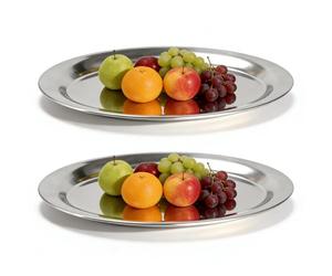 Tomedny Piatti in acciaio inossidabile da 2 pezzi, piatti piani ovali piatto da insalata da campeggio piatto da portata riutilizzabile piccolo vassoio da portata per snack caramelle alle