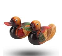 Tomedny Statue di mandarino in legno, anatra di legno dipinto a mano anatra colorata a mano intagliata figure di anatra per decorazioni per il cortile domestico