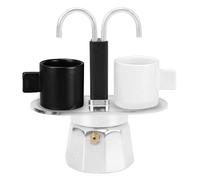 Tomedny Stovetop Espresso Maker, Double Spout 2 Cup Coffee Maker Italian Coffee Machine for Espresso Double Head Mocha Pot for Home Outdoor Camping (Decagon Base)