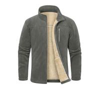 TOMEEK Giacca Invernale Uomo in Pile Felpa Giubbino Inverno con Zip Tasche Giubbotto Spesso Calda Cappotto Casual Jacket Sportivo Giacche Fleece Senza Cappuccio Outdoor(Grigio scuro,XXL)