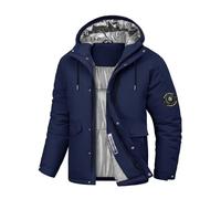 TOMEEK Giubbotto Invernale Uomo Impermeabile Giacca Antivento Cappotto Invernale Caldo per Uomo Tuta da Sci con Misurazione della Temperatura Cappuccio e Bussola(Blu navy)