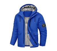 TOMEEK Giubbotto Invernale Uomo Impermeabile Giacca Antivento Cappotto Invernale Caldo per Uomo Tuta da Sci con Misurazione della Temperatura Cappuccio e Bussola(Blu)