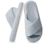 TOMEEK Pantofole Donna per la Casa con Suola Morbida Ciabatte Donna Comode Donna in Memory Foam Pantofole per Interni ed Esterni Ciabatta con Suola Antiscivolo,Grigio,44-45