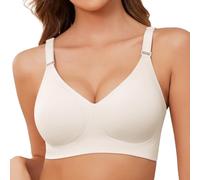 TOMEEK Reggiseno Senza Ferretto da Donna, Cuciture Comodo Reggiseno Scollo a V Bustino con Imbottitura Comfy Bralette Seamless Cinghie Regolabili Base Top Corsetto(Bianco,S)