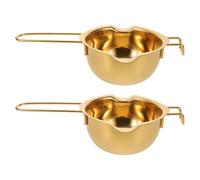 TOMETURE 2 pentole a bagnomaria - Scalda burro in acciaio inox con manico resistente al calore - Mini ciotola da 380 ml per sciogliere formaggio, cioccolato e cera