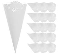 TOMETURE 20 Pezzi Coni Porta Confetti in Carta Bianco Classici e Vintage, Riutilizzabili e Pieghevoli per Matrimonio e Conservazione Decorativa
