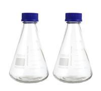 TOMETURE 2pezzi Borracce Coniche in Vetro con Tappo Vite Blu e Scala Graduata Bottiglie per Esperimenti per Laboratori di Chimica e Scienze Leggere e Facili da Trasportare