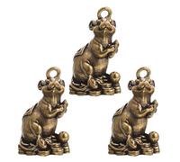 TOMETURE 3 ciondoli vintage a forma di topo in rame - Mini statuetta di topo dello zodiaco cinese per portachiavi, borse o borsette, decorazioni fai da te, creazione di gioielli