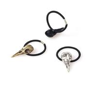 TOMETURE 4 Pezzi Elastici per Chioma Teschio di Corvo in Lega e Gomma, Design 3d Realistico Stile Punk per Accessori Chioma Donna per Festival e Halloween Colore Casuale