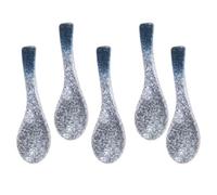 TOMETURE Cucchiai da Minestra in Ceramica Blu 5 Pezzi Stile Classico Giapponese, Pratici e Salutari per Cucina e Riso Finitura Artigianale Fine