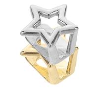 TOMETURE Grills per Denti Accessori Hip Hop Moda in Rame a Forma di Stella 2 Pezzi Facili da Pulire e Anti Alito Cattivo per Cosplay e Vita Notturna