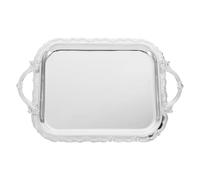 TOMETURE Piatto in metallo, Victoria con incisione floreale e manico, vassoio da portata decorativo per cibo, buffet, matrimoni e feste, argento, 31 x 25,4 cm (12,2 x 10 pollici).