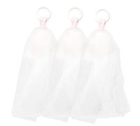 TOMETURE Rete per Sapone 3 Pezzi in Grenadine Bianco Design a Coulisse e Tessuto Confortevole per Pulizia Viso e Corpo