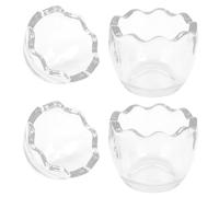 TOMETURE Set 2 Bicchieri per Budino a Forma di Guscio d Uovo in Vetro Resistente al Calore 100ml, Sicuri Microonde e Freezer per Tavola da Pranzo e Feste