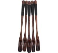 TOMETURE Set di 5 Cucchiai in Legno per Mescolare Manico da 8 Pollici, per Miscelare Sciroppo e Caffè, Facili da Conservare e Asciugatura Naturale