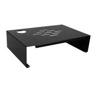 TOMETURE Supporto per Monitor e Laptop in Acciaio Nero, Riser per Schermo Gestione Cavi e Design Elegante per Scrivania Salvaspazio
