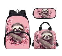 Tomeusey 3 zaini per bambini 3 in 1, grande capacità, con borsa termica per il pranzo e matite, per scuola e asilo nido, Brodo floreale rosa