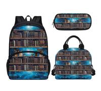 Tomeusey 3 zaini per bambini 3 in 1, grande capacità, con borsa termica per il pranzo e matite, per scuola e asilo nido, Retro Libro Cane