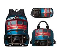 Tomeusey 3 zaini per bambini 3 in 1, grande capacità, con borsa termica per il pranzo e matite, per scuola e asilo nido, Filobus
