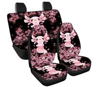 Tomeusey Axolotl, set completo di coprisedili anteriori e posteriori per auto, con motivo floreale di ciliegio, universali, per berlina, camion, furgoni, SUV, accessori interni auto, 4 pezzi