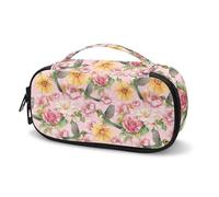 Tomeusey Borsa da viaggio isolata per medicinali, borsa portaoggetti per glucosio, penna per insulina, strisce reattive per zucchero nel sangue, accessori per diabetici, Fiore Rosa Colibrì, Taglia