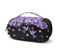 Tomeusey Borsa da viaggio isolata per medicinali, borsa portaoggetti per glucosio, penna per insulina, strisce reattive per zucchero nel sangue, accessori per diabetici, Viola colibrì floreale, Taglia
