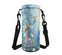 Tomeusey Borsa per bottiglia d'acqua con stampa colibrì, con tracolla regolabile, per la scuola e le passeggiate