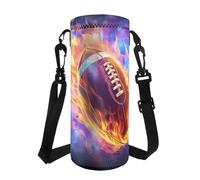 Tomeusey Borsa porta bottiglia d'acqua Fire American Football Custodia portatile per bottiglia d'acqua Custodia con tracolla regolabile