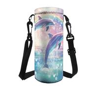 Tomeusey Borsa porta bottiglie d'acqua con maniche a tracolla per sport e bottiglia d'acqua, accessori per uomo e donna, campeggio, escursionismo, sport, stampa delfino arcobaleno