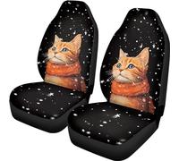 Tomeusey Cat Stars - Coprisedili per auto, traspiranti, 2 pezzi, accessori per sedili anteriori, per donne e uomini, universali, per auto, camion, furgoni, SUV, berline