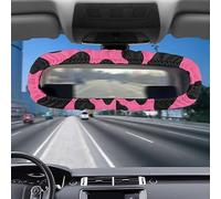 Tomeusey Copertura per specchietti retrovisori per auto, motivo mucca, colore nero e rosa acceso, accessori per interni dell'auto, traspirante, elasticizzato, protezione universale per specchietti
