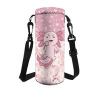 Tomeusey Porta bottiglia d'acqua con spallacci regolabili, carino Axolotl, borsa portatile per bottiglia d'acqua, regalo per donne e uomini