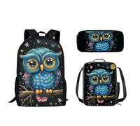 Tomeusey Set di 3 zaini da scuola per studenti, con zaino da 43,2 cm, borsa per il pranzo, astuccio per matite, zaino per bambini alla moda, zaino per la scuola elementare, per ragazzi e ragazze,