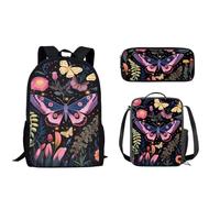 Tomeusey Set di 3 zaini da scuola per studenti, con zaino da 43,2 cm, borsa per il pranzo, astuccio per matite, zaino per bambini alla moda, zaino per la scuola elementare, per ragazzi e ragazze,