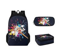 Tomeusey Set di zaino scolastico di grande capacità e borsa termica per il pranzo, zaino per studenti, astuccio per ragazzi e ragazze, Pittura Baseball