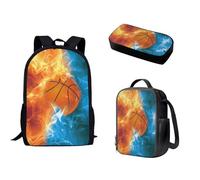Tomeusey Zaino per la scuola per ragazze e ragazzi, borsa a doppia spalla per le scuole medie ragazze ragazzi con scatola termica per il pranzo e astuccio, Lightning Pallacan