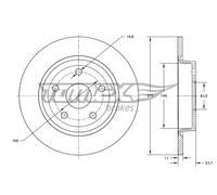 TOMEX Brakes 2x Dischi Freno Posteriore Pieno Laccato per Ford Transit Collegare