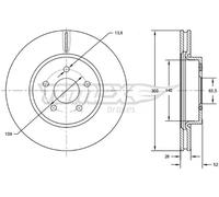 TOMEX Brakes 2x Disco Freni Anteriore Ø300 MM Ventilato per Ford Mondeo IV